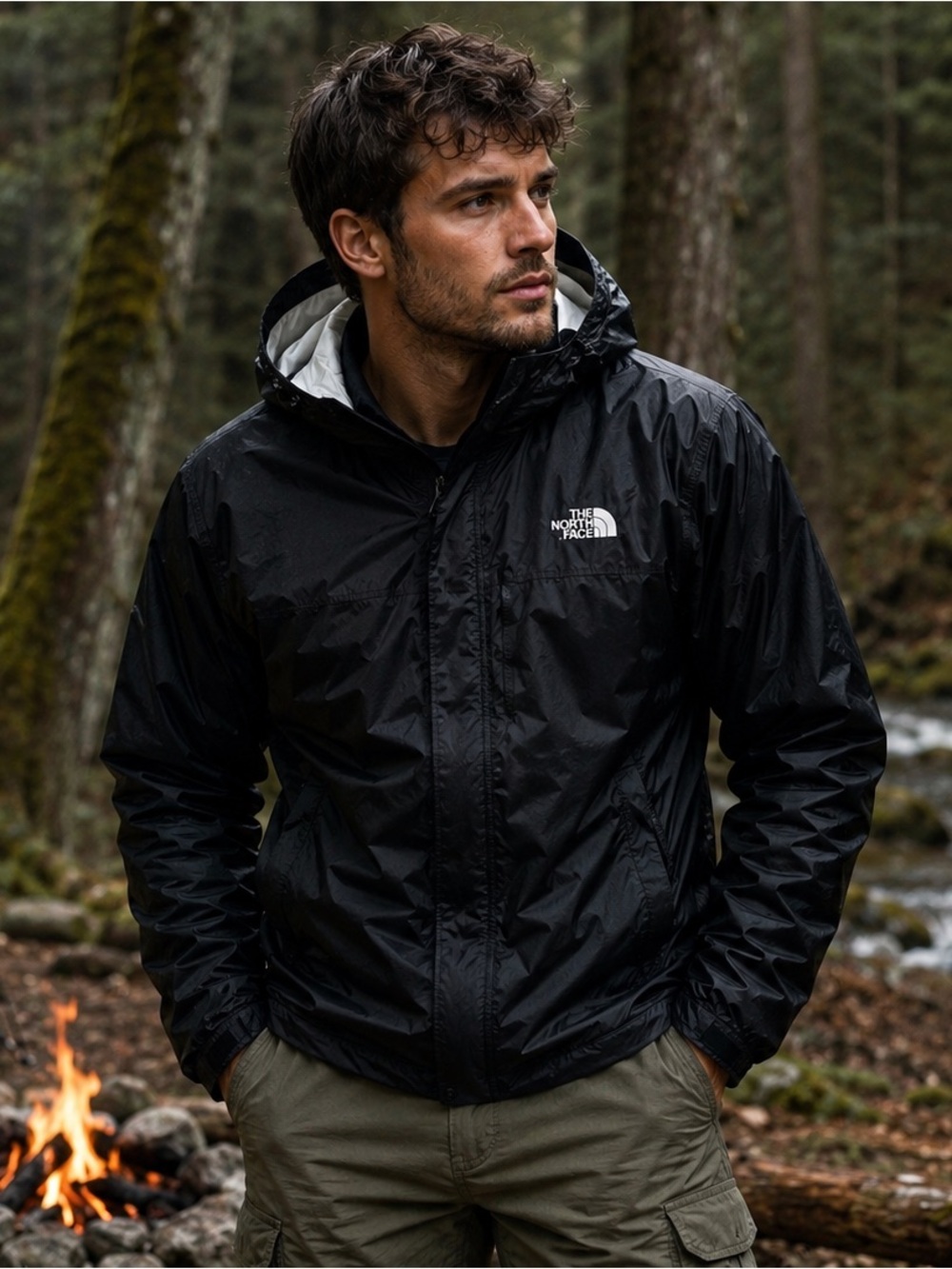 The North Face Men's Black Packable Waterproof Jacket (Dry Vent Version)
